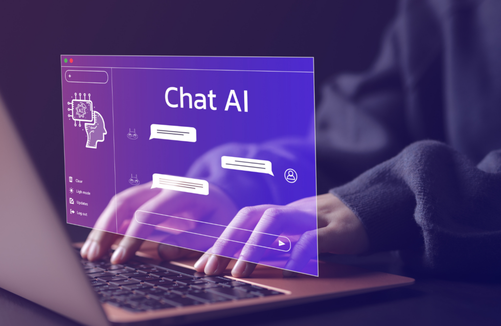 Person typing private family details into an AI chatbot